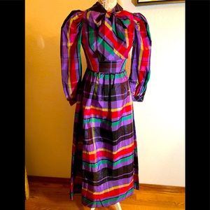 Vintage Carlette Tafetta long sleeve maxi dress